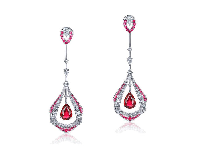 18K Gold 1.28ct Ruby Earrings with Diamonds