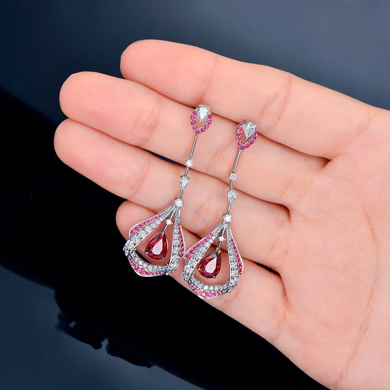 18K Gold 1.28ct Ruby Earrings with Diamonds