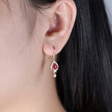 18K Rose Gold 1.00ct Ruby Earrings with Diamonds