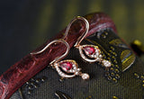 18K Rose Gold 1.00ct Ruby Earrings with Diamonds