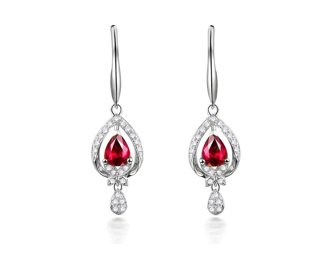 18K Rose Gold 1.00ct Ruby Earrings with Diamonds