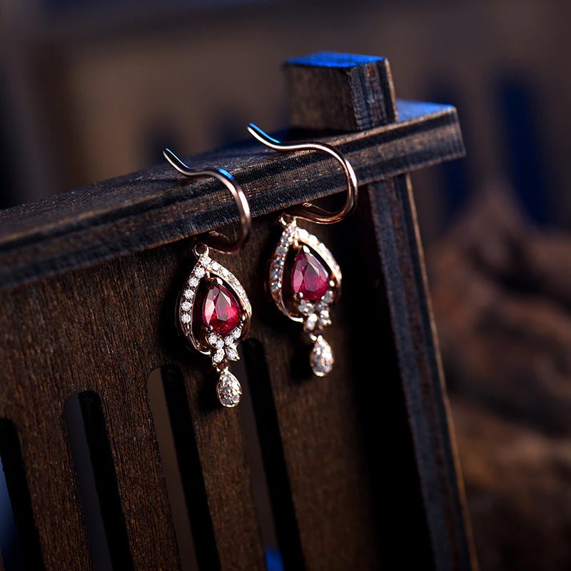 18K Rose Gold 1.00ct Ruby Earrings with Diamonds