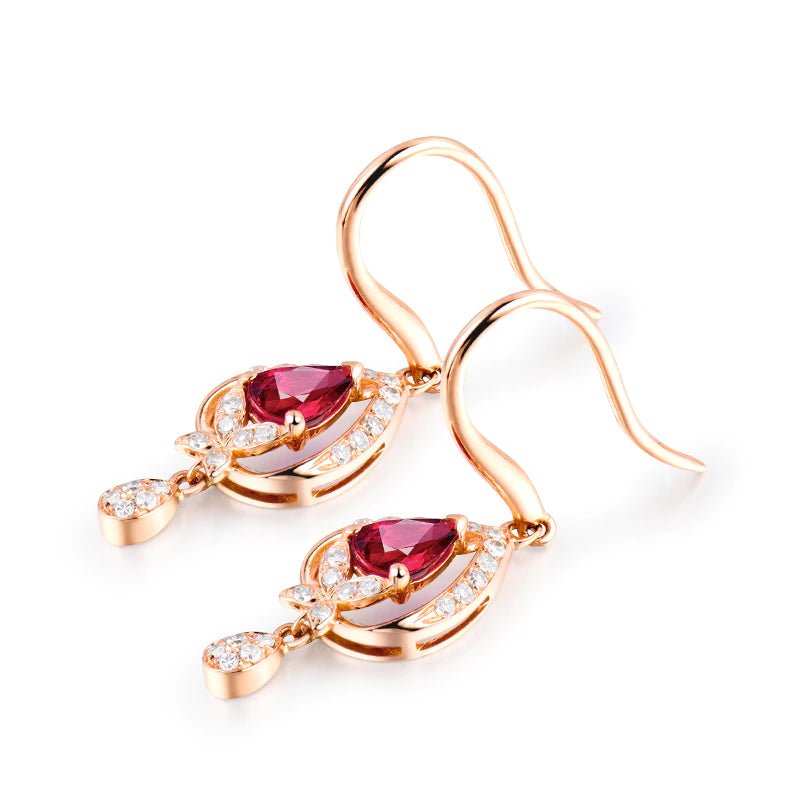 18K Rose Gold 1.00ct Ruby Earrings with Diamonds