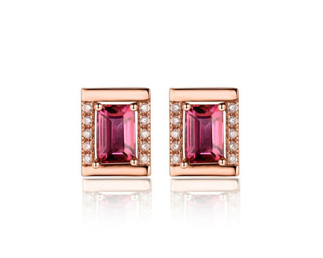 18K Rose Gold 1.40ct Tourmaline Earrings with Diamonds