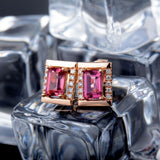 18K Rose Gold 1.40ct Tourmaline Earrings with Diamonds