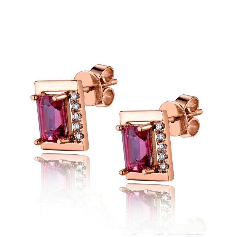 18K Rose Gold 1.40ct Tourmaline Earrings with Diamonds