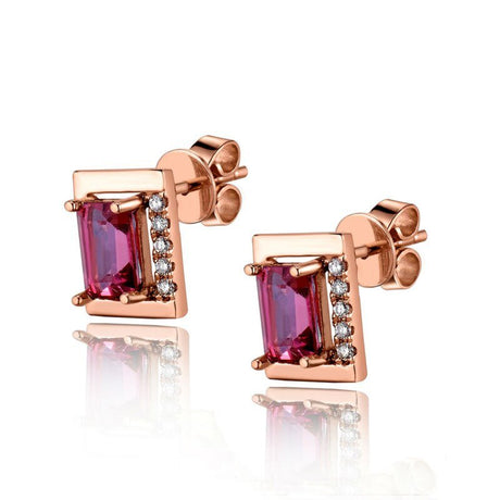 18K Rose Gold 1.40ct Tourmaline Earrings with Diamonds