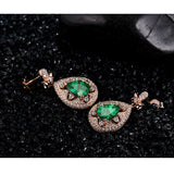 18K Rose Gold 1.86ct Emerald Earrings with Diamond