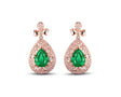 18K Rose Gold 1.86ct Emerald Earrings with Diamond