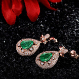 18K Rose Gold 1.86ct Emerald Earrings with Diamond