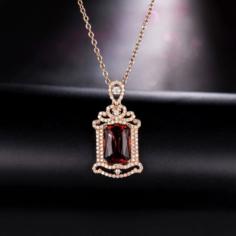 18K Rose Gold 3.97ct Tourmaline Pendant with Natural Diamonds
