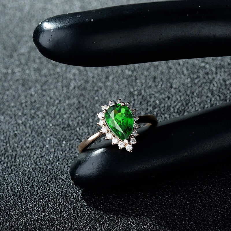 18k Rose Gold Diamond Engagement 1.20 ct Tsavorite Ring