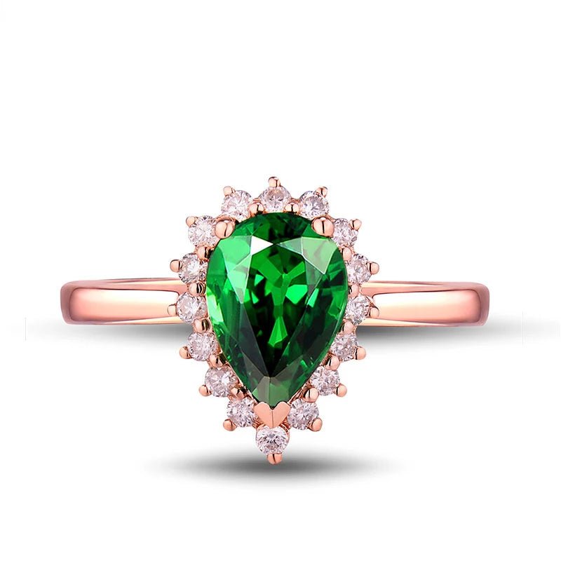 18k Rose Gold Diamond Engagement 1.20 ct Tsavorite Ring