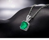 18K White Gold 1.60ct Emerald Pendant with Natural Diamond