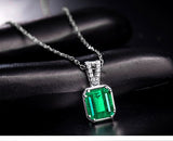 18K White Gold 1.60ct Emerald Pendant with Natural Diamond