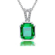 18K White Gold 1.60ct Emerald Pendant with Natural Diamond