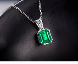 18K White Gold 1.60ct Emerald Pendant with Natural Diamond