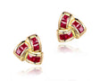 18K Yellow Gold 0.85ct Ruby Earrings with Natural Diamonds