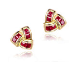 18K Yellow Gold 0.85ct Ruby Earrings with Natural Diamonds