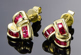 18K Yellow Gold 0.85ct Ruby Earrings with Natural Diamonds