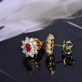 18K Yellow Gold 1.00 ct Pink Ruby Earrings