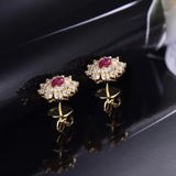 18K Yellow Gold 1.00 ct Pink Ruby Earrings