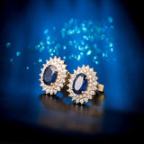 18K Yellow Gold 2.85ct Sapphire Earrings with Diamond