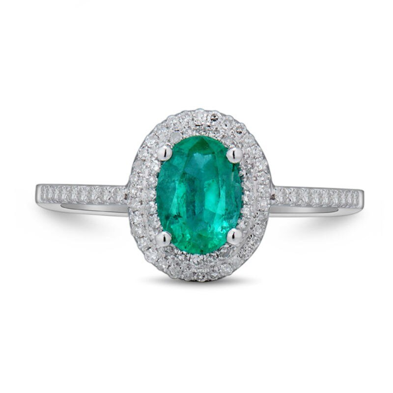 18Kt Gold Diamond 0.78 ct Emerald Ring