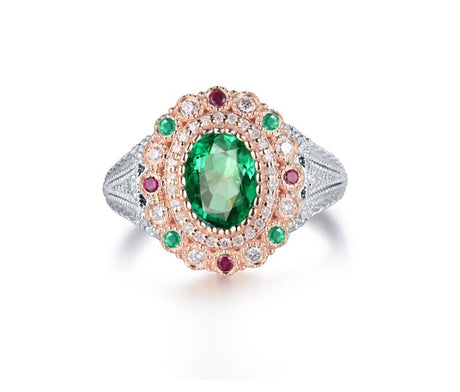 18Kt Gold Diamond 1.20 ct Emerald Ring