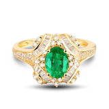 18Kt Gold Natural Diamond & 0.59ct Emerald Ring