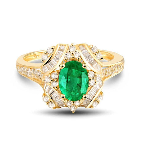 18Kt Gold Natural Diamond & 0.59ct Emerald Ring
