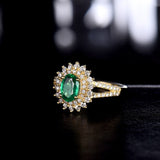 18Kt Gold Natural Diamond & 0.671 ct Emerald Ring