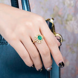 18Kt Gold Natural Diamond & 0.70 ct Emerald Ring
