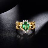 18Kt Gold Natural Diamond & 0.88 ct Emerald Ring - Unisex