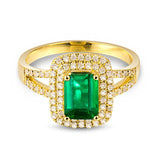 18Kt Gold Natural Diamond & 1.23 ct Emerald Ring