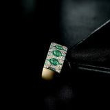 18Kt Gold Natural Diamond & 1.50 ct Emerald Ring - Unisex