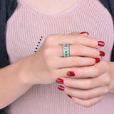 18Kt Gold Natural Diamond & 1.50 ct Emerald Ring - Unisex