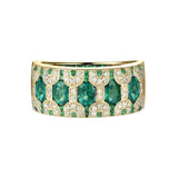 18Kt Gold Natural Diamond & 1.50 ct Emerald Ring - Unisex