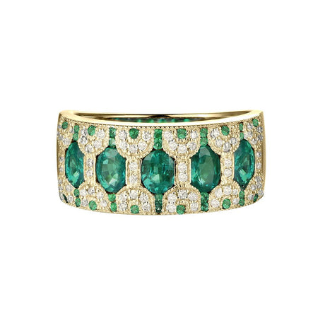 18Kt Gold Natural Diamond & 1.50 ct Emerald Ring - Unisex