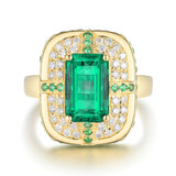 18Kt Gold Natural Diamond & 1.85 ct Emerald Ring - Unisex