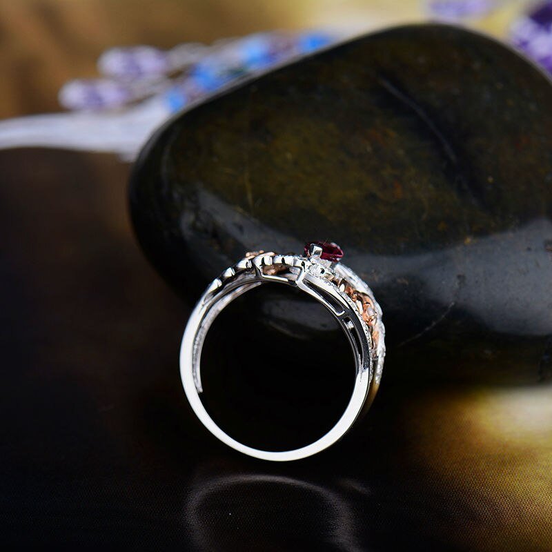 18Kt Multi - tone White Gold Diamond & 0.36 ct Pink Tourmaline Ring