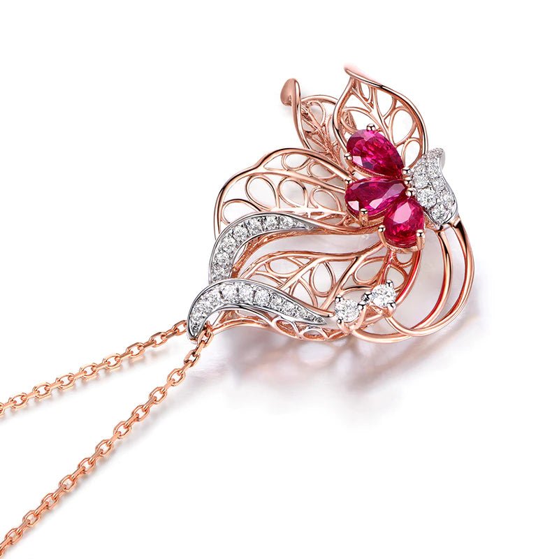 18Kt Rose Gold 1.03 ct Ruby Pendants