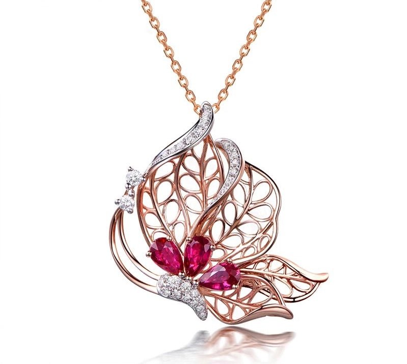 18Kt Rose Gold 1.03 ct Ruby Pendants