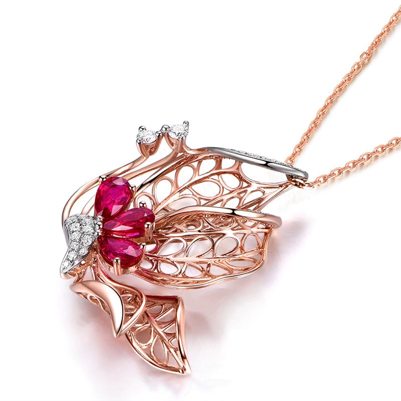 18Kt Rose Gold 1.03 ct Ruby Pendants