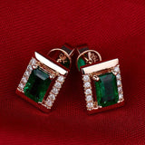 18Kt Rose Gold 1.23ct Emerald Earrings with Diamonds