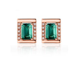 18Kt Rose Gold 1.23ct Emerald Earrings with Diamonds