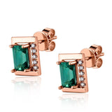 18Kt Rose Gold 1.23ct Emerald Earrings with Diamonds