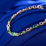18Kt Rose Gold 1.55ct Tsavorite Bracelet with Diamonds