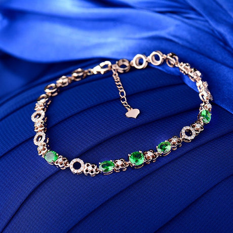18Kt Rose Gold 1.55ct Tsavorite Bracelet with Diamonds
