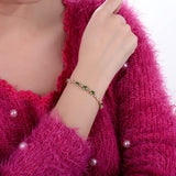 18Kt Rose Gold 1.55ct Tsavorite Bracelet with Diamonds